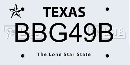 BBG49B Texas License Plate
