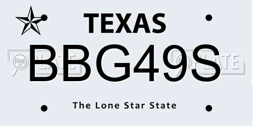 BBG49S Texas License Plate