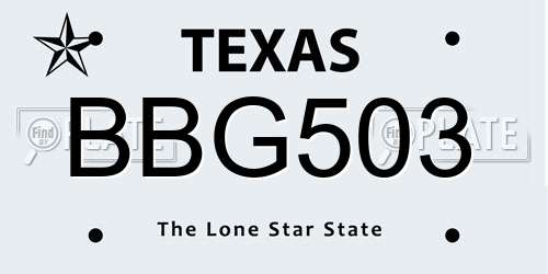 BBG503 Texas License Plate