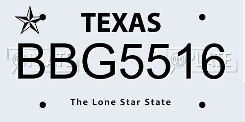 BBG5516 Texas License Plate