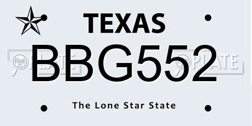 BBG552 Texas License Plate