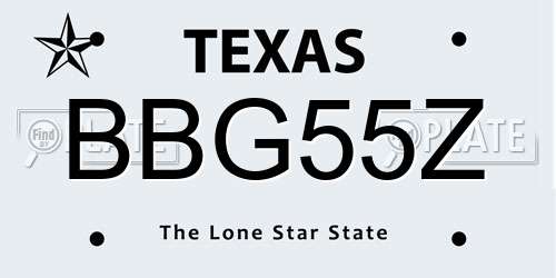 BBG55Z Texas License Plate