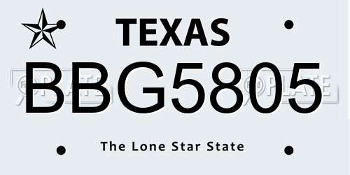 BBG5805 Texas License Plate