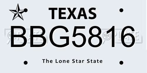 BBG5816 Texas License Plate