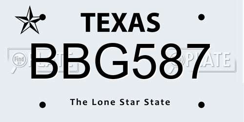 BBG587 Texas License Plate