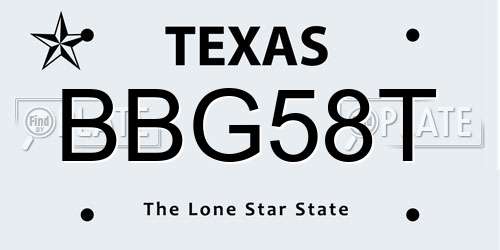 BBG58T Texas License Plate