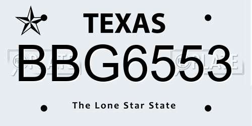 BBG6553 Texas License Plate