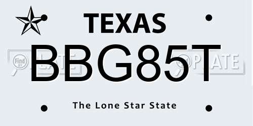BBG85T Texas License Plate