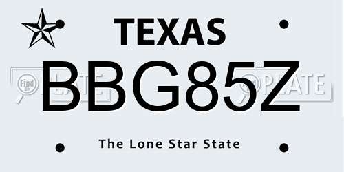BBG85Z Texas License Plate