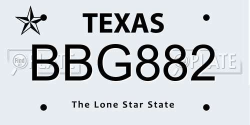 BBG882 Texas License Plate