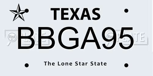 BBGA95 Texas License Plate