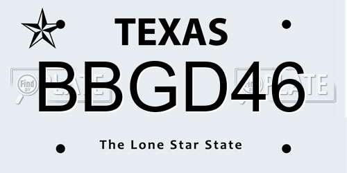 BBGD46 Texas License Plate
