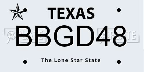 BBGD48 Texas License Plate