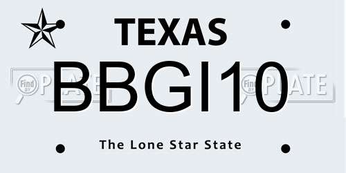 BBGI10 Texas License Plate