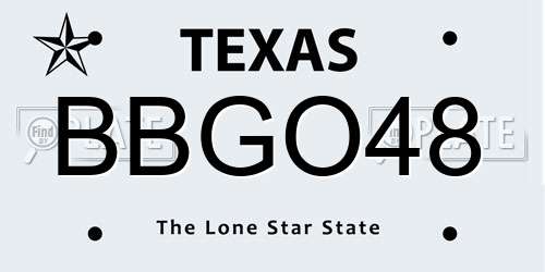 BBGO48 Texas License Plate