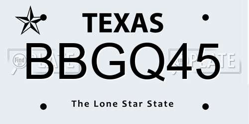 BBGQ45 Texas License Plate
