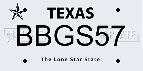 BBGS57 Texas License Plate