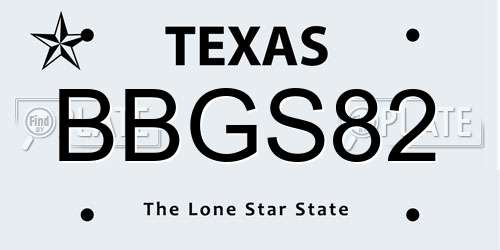 BBGS82 Texas License Plate