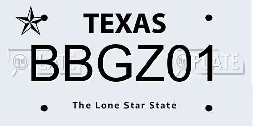 BBGZ01 Texas License Plate