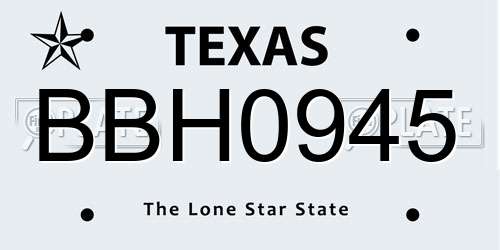 BBH0945 Texas License Plate