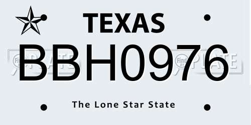 BBH0976 Texas License Plate