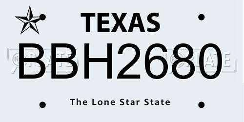 BBH2680 Texas License Plate
