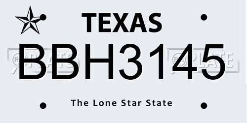 BBH3145 Texas License Plate