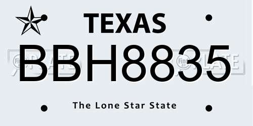 BBH8835 Texas License Plate