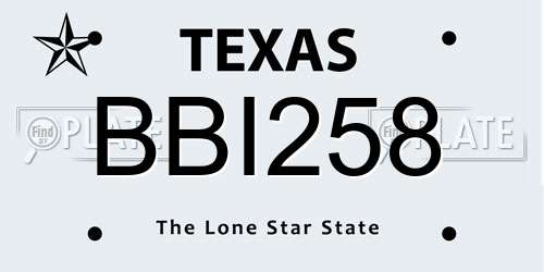BBI258 Texas License Plate