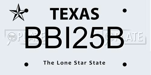 BBI25B Texas License Plate
