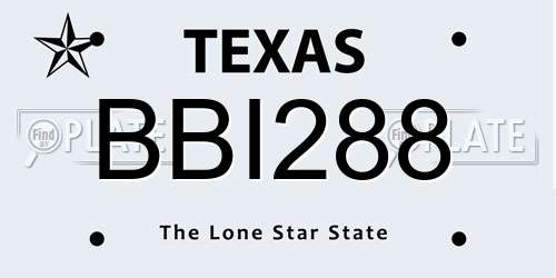 BBI288 Texas License Plate