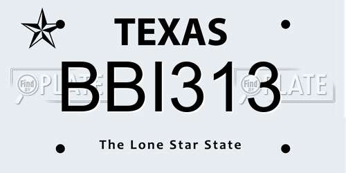 BBI313 Texas License Plate