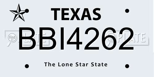 BBI4262 Texas License Plate