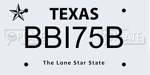 BBI75B Texas License Plate