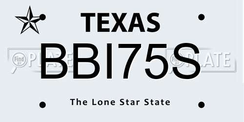 BBI75S Texas License Plate