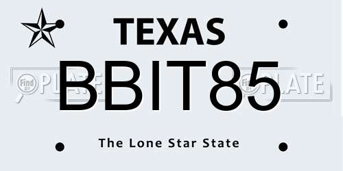 BBIT85 Texas License Plate