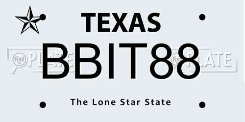 BBIT88 Texas License Plate