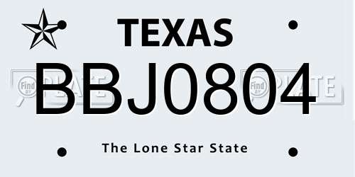 BBJ0804 Texas License Plate