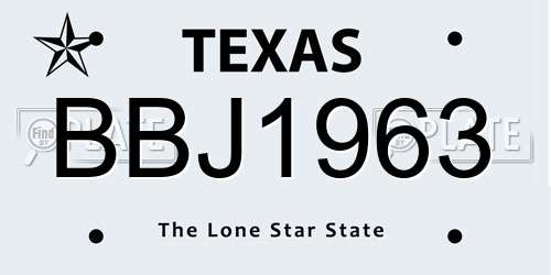 BBJ1963 Texas License Plate