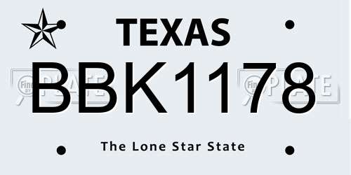 BBK1178 Texas License Plate