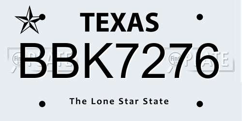 BBK7276 Texas License Plate