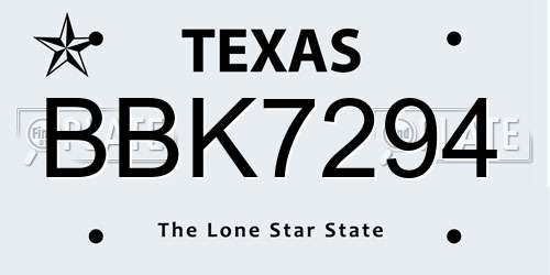 BBK7294 Texas License Plate