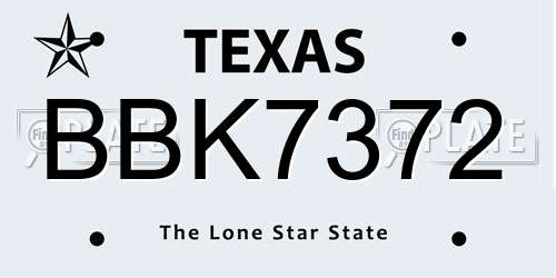 BBK7372 Texas License Plate