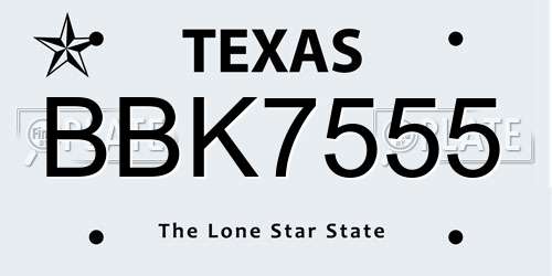 BBK7555 Texas License Plate