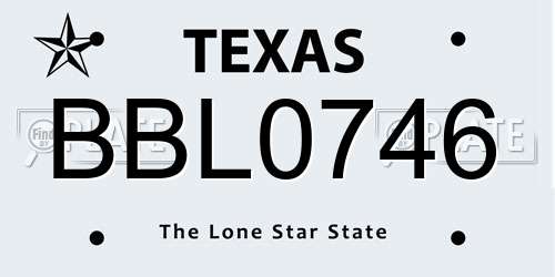 BBL0746 Texas License Plate