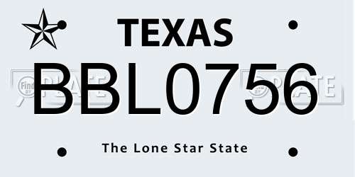 BBL0756 Texas License Plate