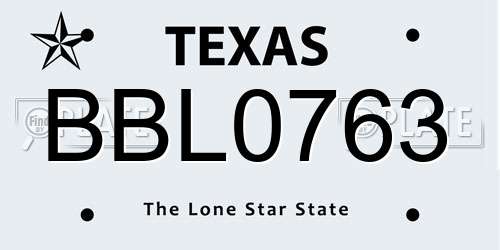BBL0763 Texas License Plate