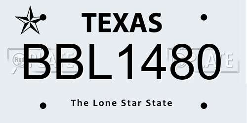 BBL1480 Texas License Plate