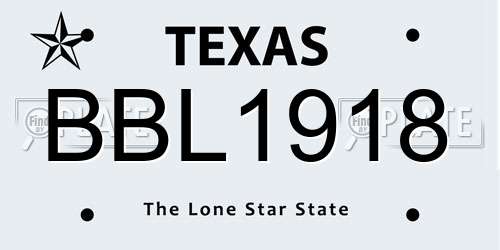 BBL1918 Texas License Plate