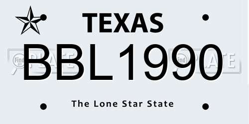BBL1990 Texas License Plate